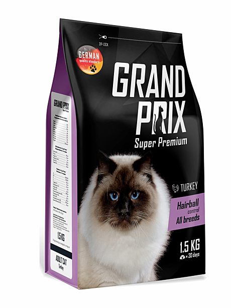 GRAND PRIX Hairball Control д/к выведение шерсти с Индейкой 1,5 кг *6