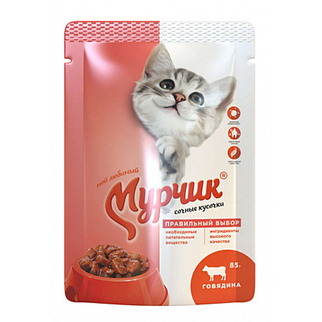 Мурчик  д/к пауч с говядиной в соусе 75гр*35