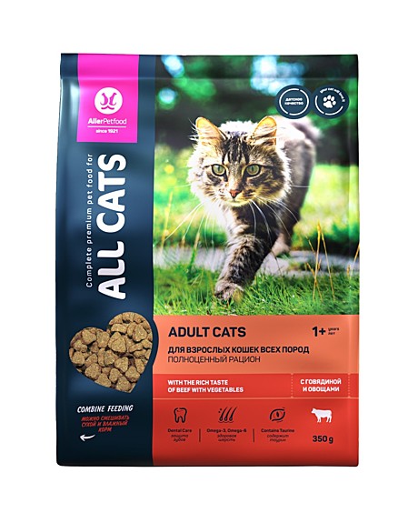ALL CATS корм сухой д/кош. с говядиной и овощами, пп, 350 г