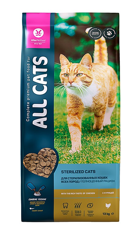 ALL CATS корм сухой д/взр. стерилизованных кош. с курицей, пп, 13 кг
