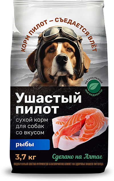 Корм сухой для собак ТМ Ушастый пилот (рыба) - 3,7 кг *4