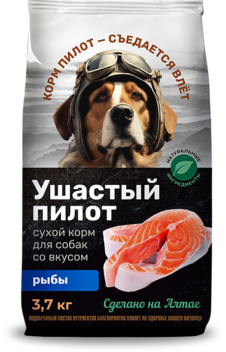 Корм сухой для собак ТМ Ушастый пилот (рыба) - 3,7 кг *4
